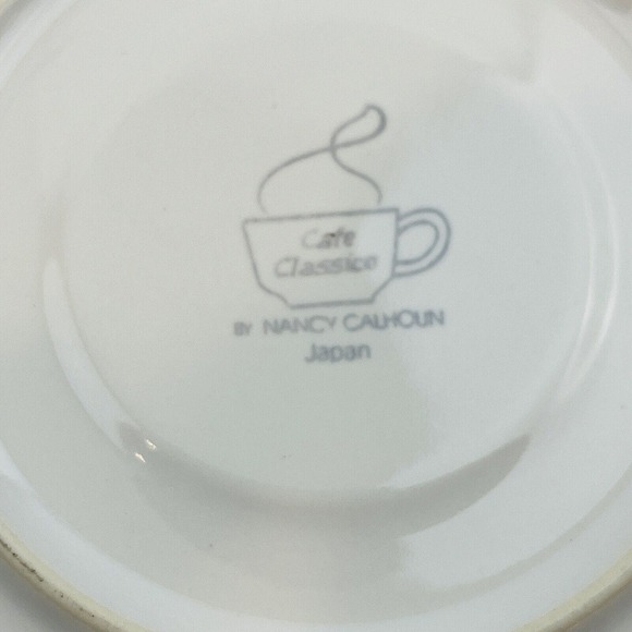 Nancy Calhoun Bella Roma 4 Cup & Saucer Set Lot Apples Cafe Classico Vintage - Picture 6 of 9